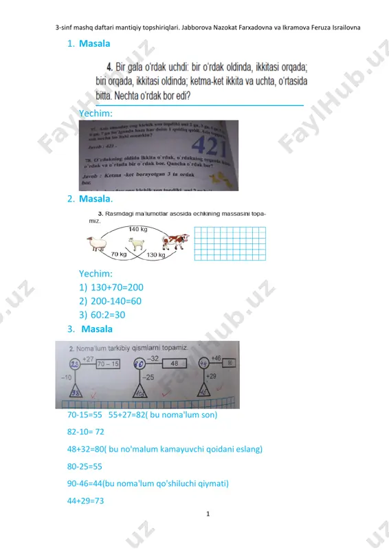 3-sinf mashq daftari. jabborova nazokat — PDF