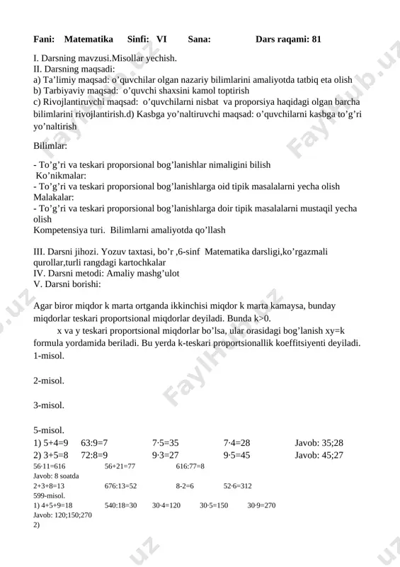 6-matem 3- chorak konspekt tuliqq 2019-2020 — DOCX