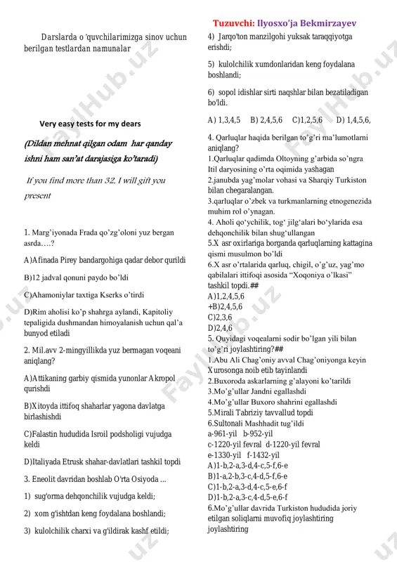 6-9-sinflar testi sinov uchun 36 ta — PDF