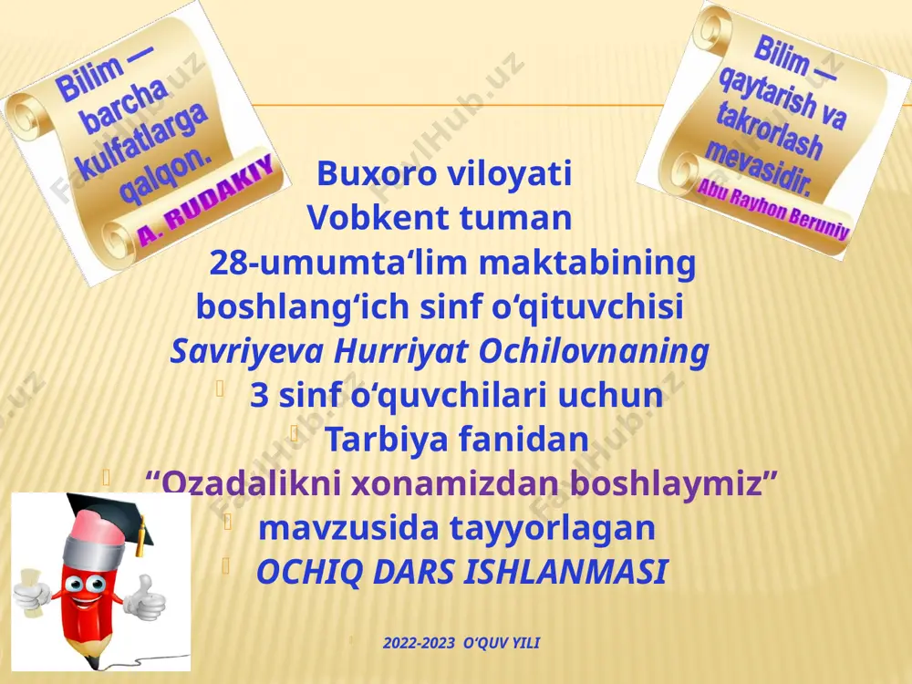 3-sinf tarbiya fani — PPTX