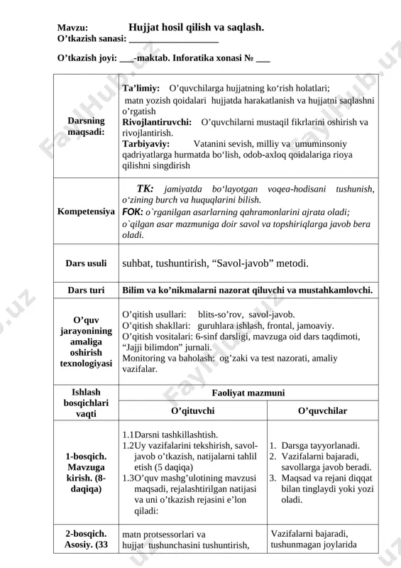 6-sinf informatika konspekt — ZIP