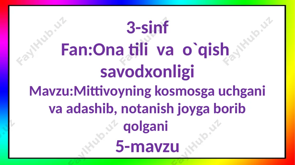 3-s.mittivoyning kosmosga uchgani va n.j.a.q.5-m — PPTX