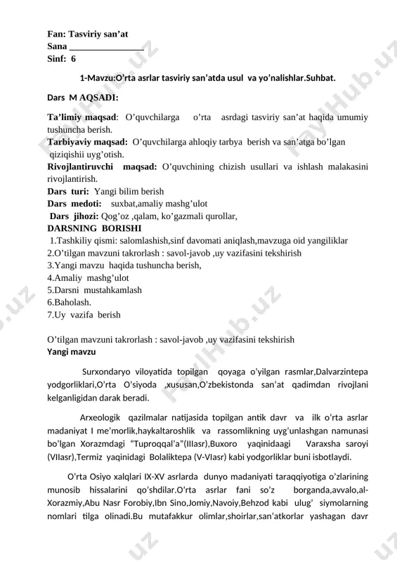 tasviriy san'at 6-sinf uchun_-842983486 — DOCX
