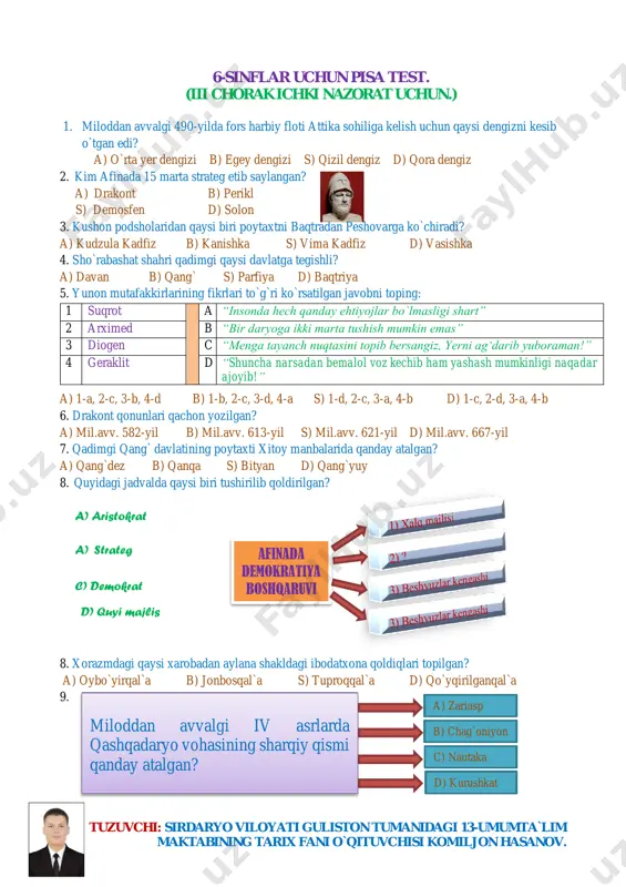 6-sinf pisa test iii chorak — PDF