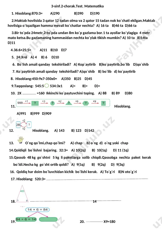 3-sinf.2-chorak.matematika.ona t va o` s.test.21.12.2022 — DOCX