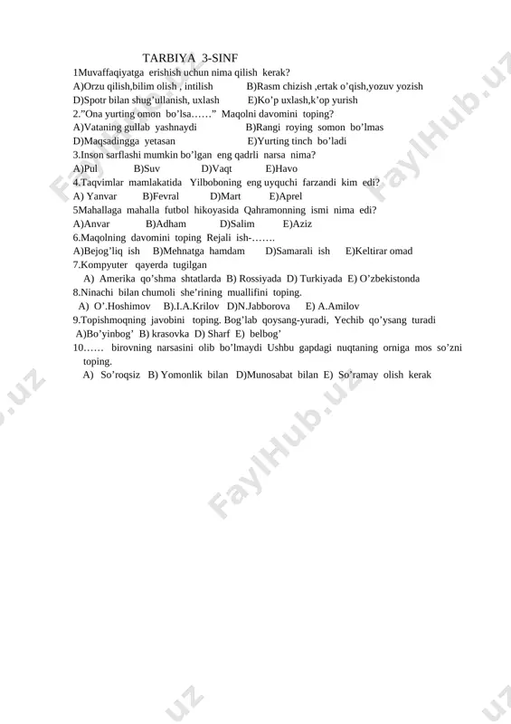 3 -sinf tarbiya — DOCX