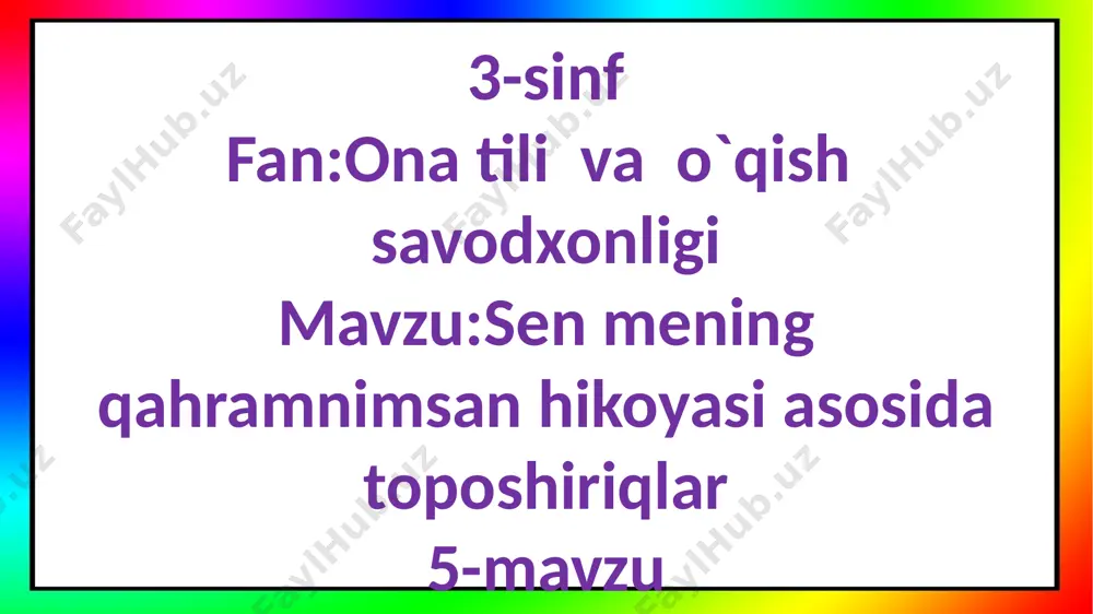 3-sinf.matn yuzasidan topshiriqlar.5-mavzu — PPTX