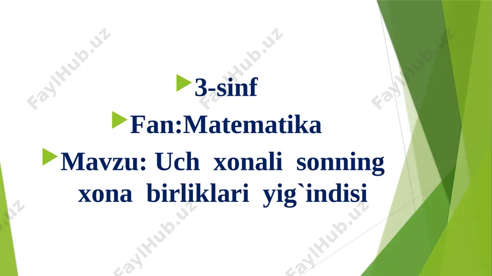 3-v ochiq dars matematika — PPTX