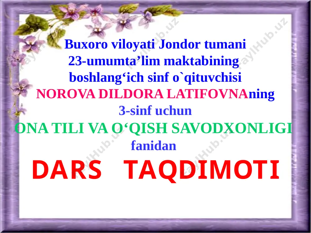 20-sentabr ona tili va o`qish savodxonligi — PPTX