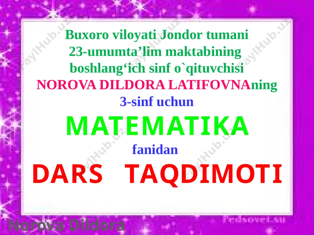 matematika uch xonali sonning xona birliklari yig`indisi — PPTX