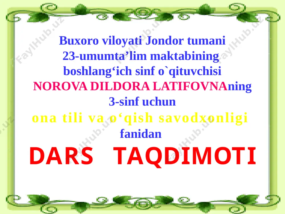ona tili va o`qish savodxonligi — PPTX