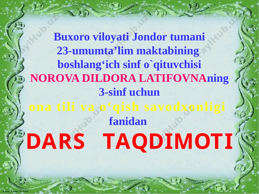 ona tili va o`qish savodxonligi. uch hikmat hikoyasi 2-qism — PPTX
