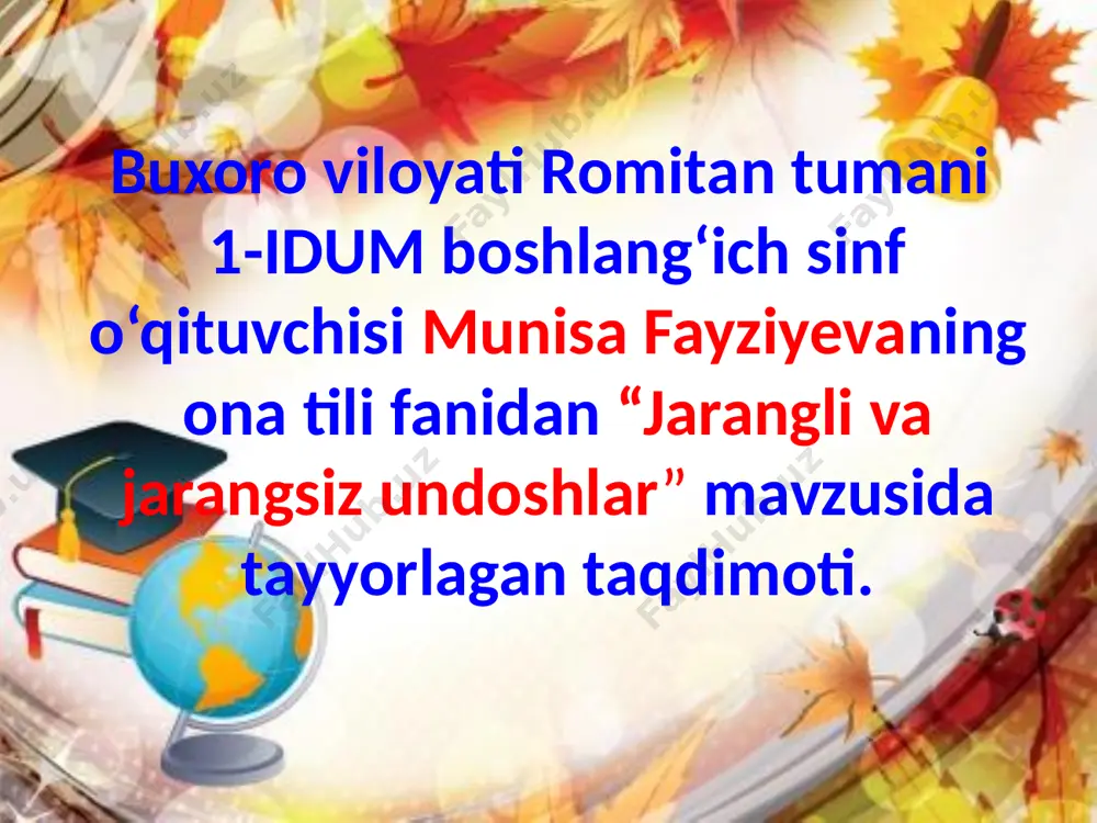 jarangli va jarangsiz undoshlar — PPTX