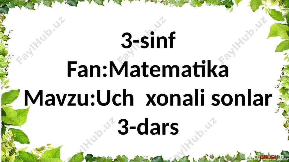 3-sinf.uch xonali sonlar .3-mavzu — PPTX
