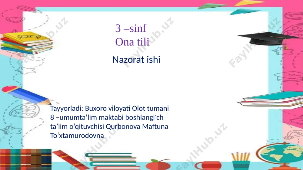 ona tili nazorat ishi 3 sinf — PPTX
