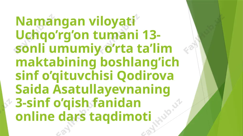 o'qish fanidan. may dasturxoni — PPTX