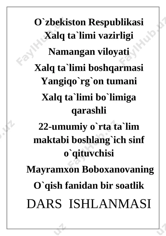 m_boboxanova_ochik_dars_@yillik_konspekt — DOCX
