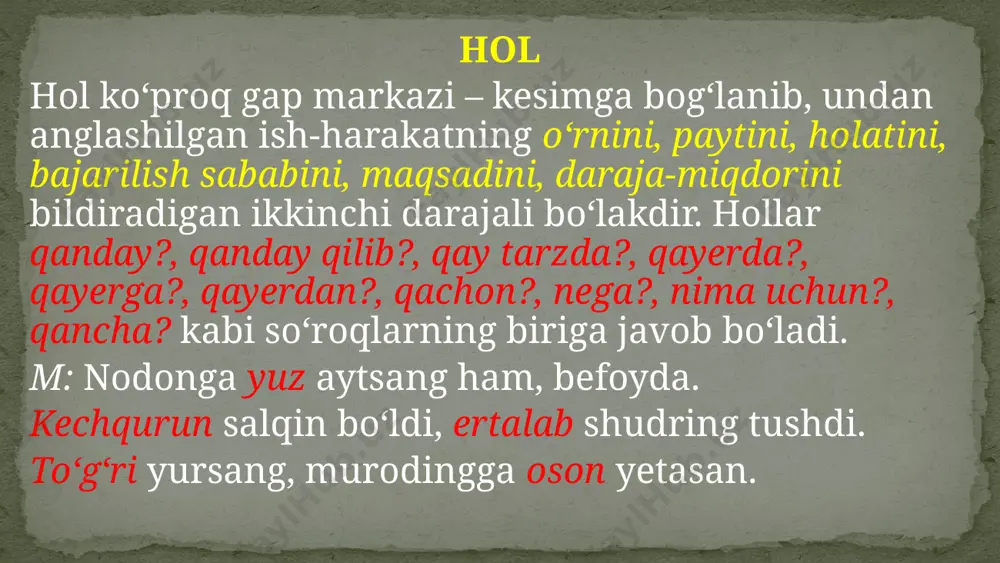 ikkinchi darajali bo'laklar — PPTX