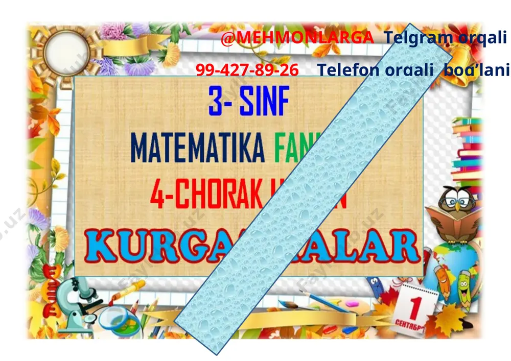 3-ssinf 4-chorak matematika kurgazma 2021 — DOCX
