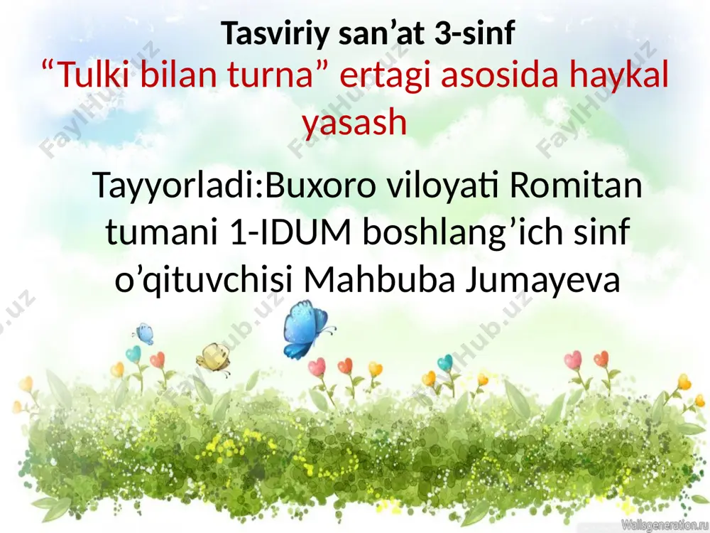 tulki bilan turna ertagi asosida haykal yasash — PPTX