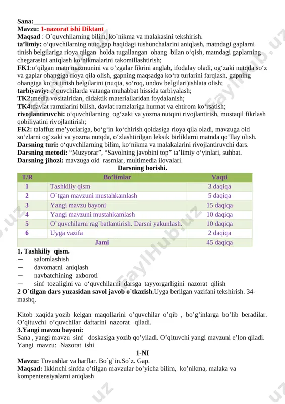 3 sinf ona tili nazorat — DOCX