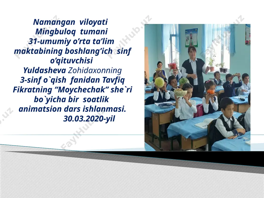 31-maktab yuldasheva zohidaxon 3-sinf o`qish fani(1) — PPTX
