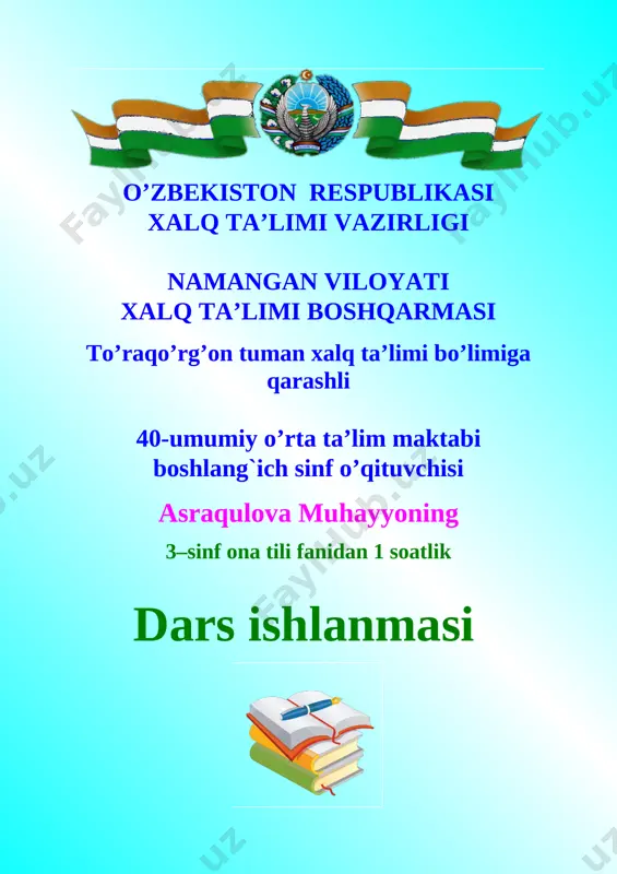 3-sinf ona tili dars ishlanma asraqulova m — DOC