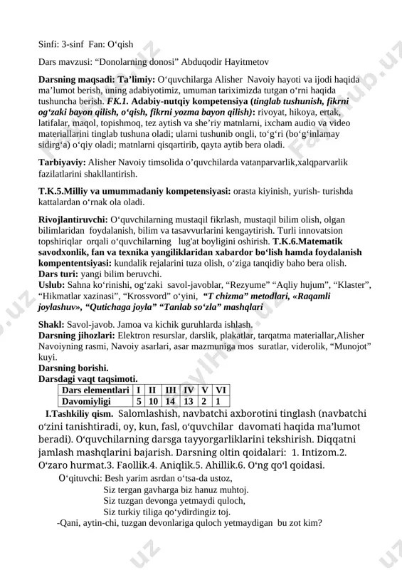 3-sinf o'qish — DOCX