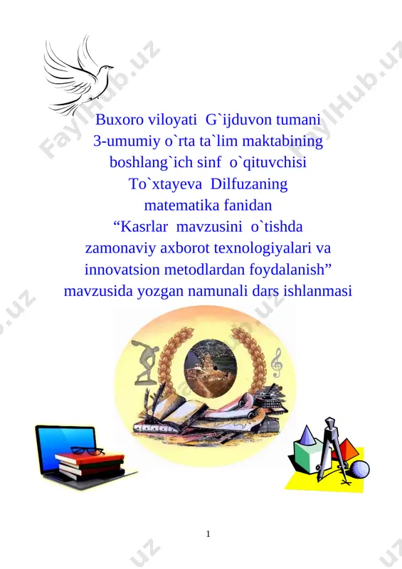 to'g'ri va noto'g'ri kasrlar namunali dars — DOCX