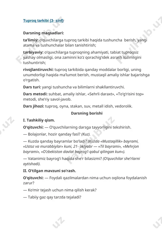 tuproq tarkibi 3-sinf — DOCX