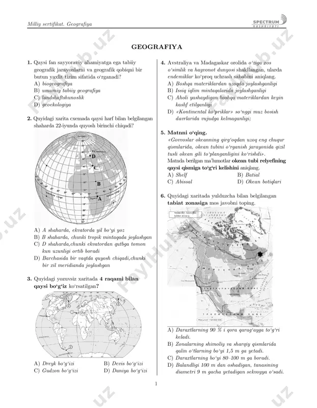 milliy sertifikat. geografiya - variant — PDF
