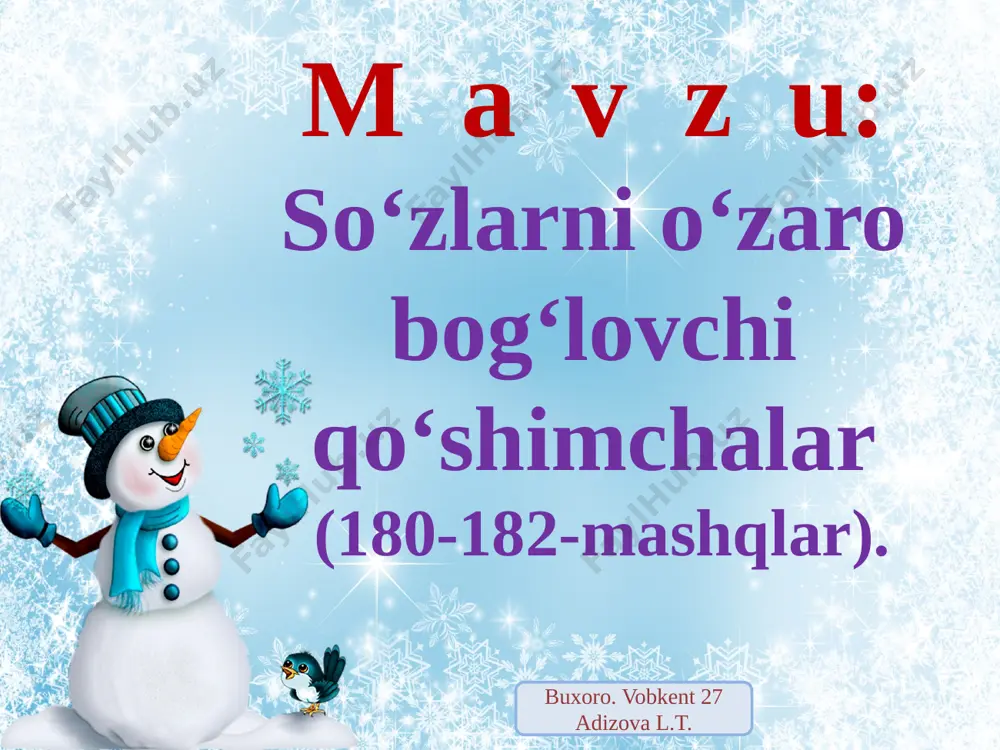 so'zlarni o'zaro bog'.qo'sh. 180-183 — PPTX