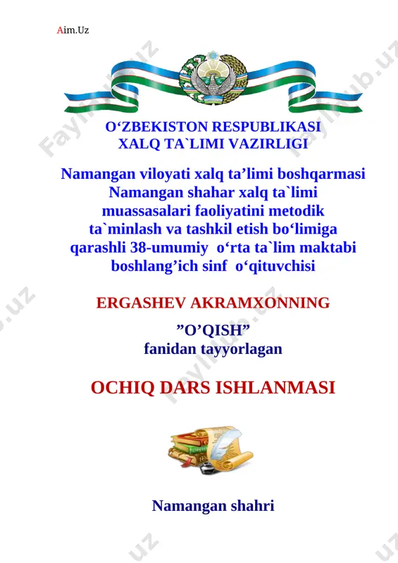 3-sinf o'qish fanidan chana mavzusida dars ishlanma — DOCX