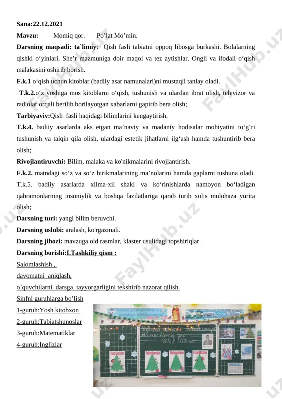 momiq qor. 3-sinf o'qish — DOCX