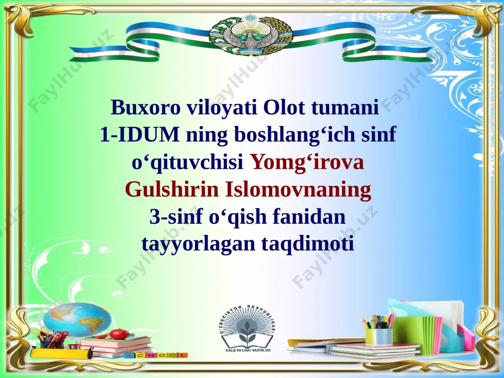 3-sinf o'qish fanidan ochiq dars — PPTX