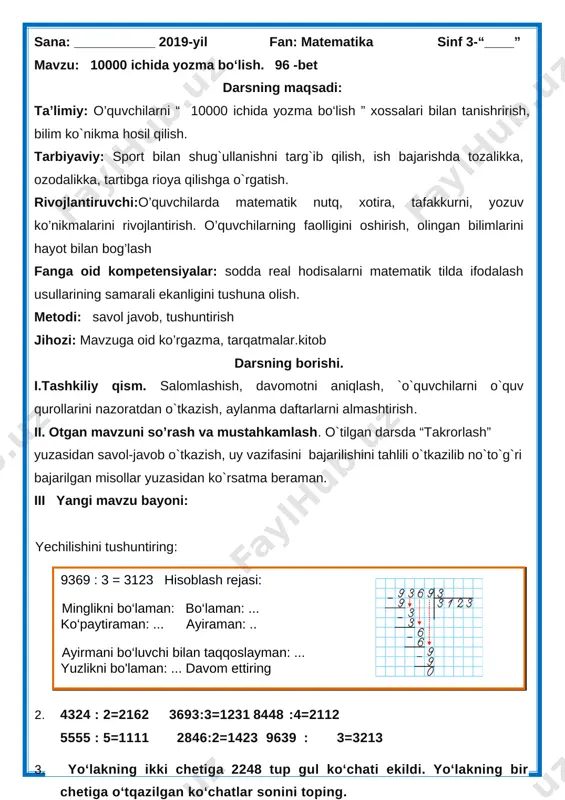 3-sinf matematika iii-chorak — DOCX