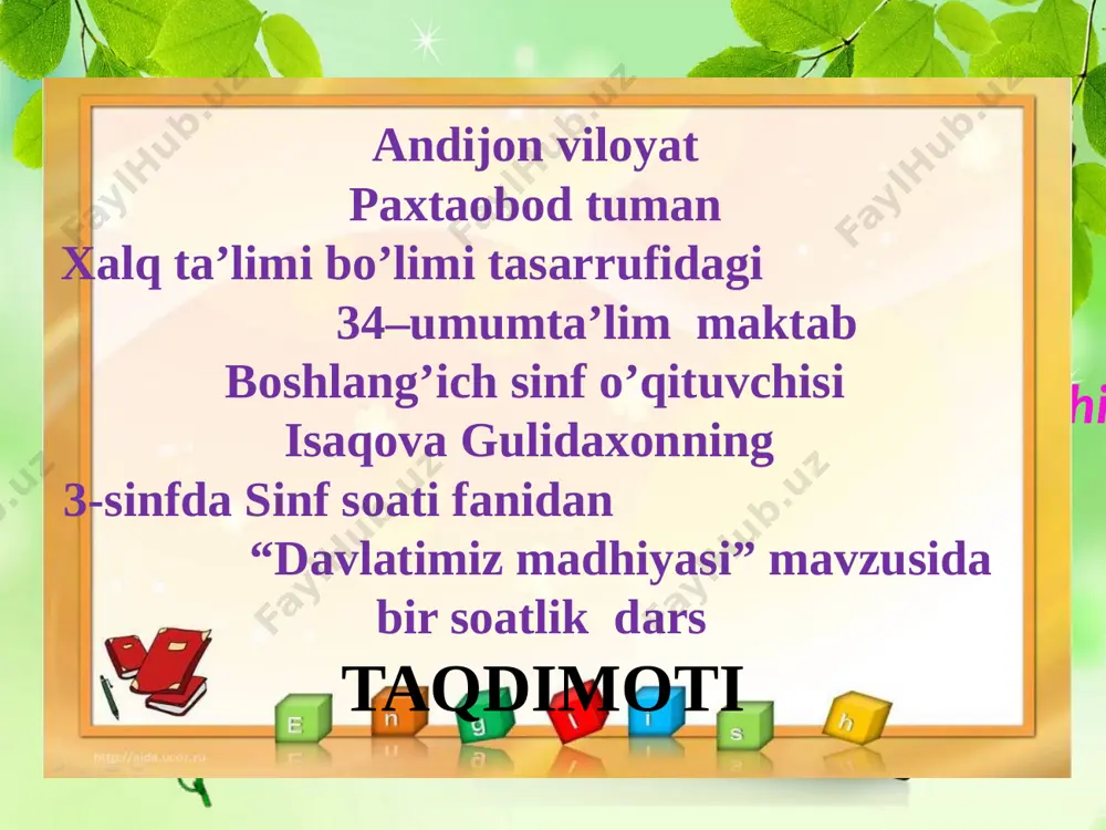 3-sinf madhiya — PPTX