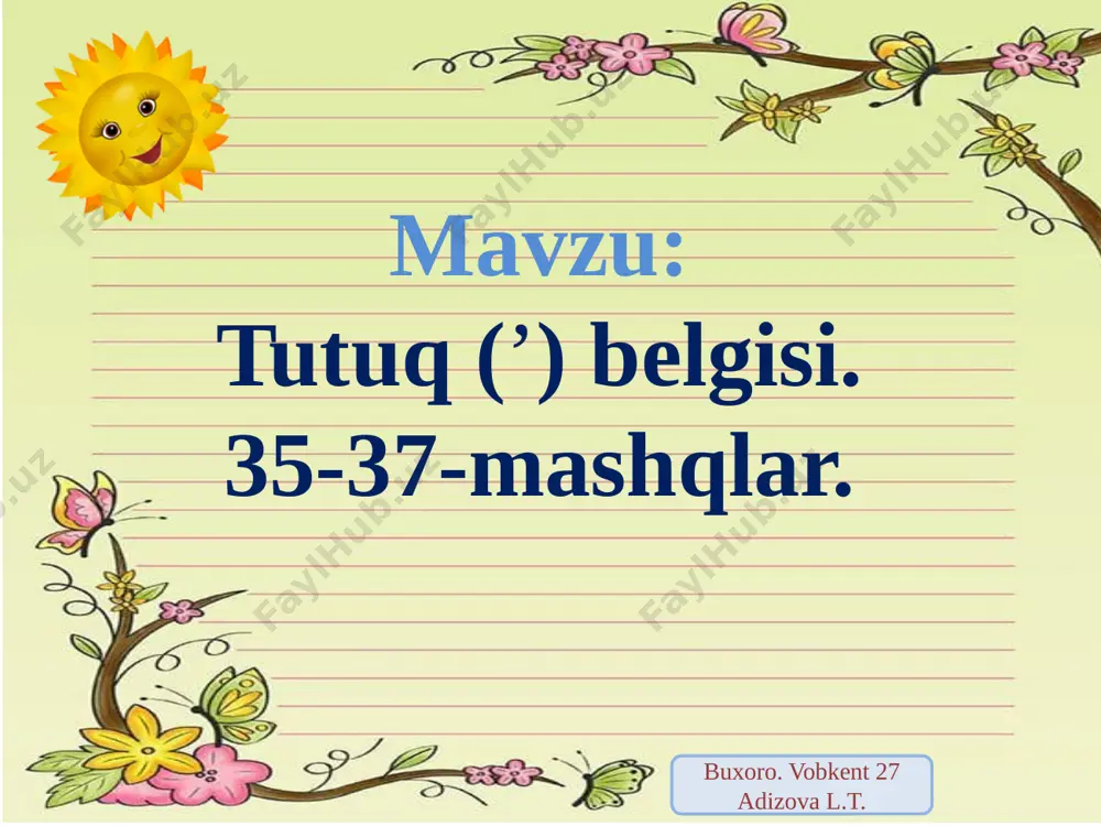 3-sinf. tutuq belgisi. 35-37-mashqlar — PPTX