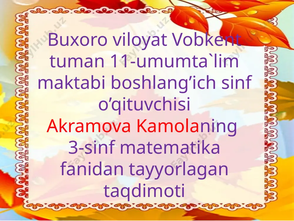 8-oktabr . matematika — PPTX