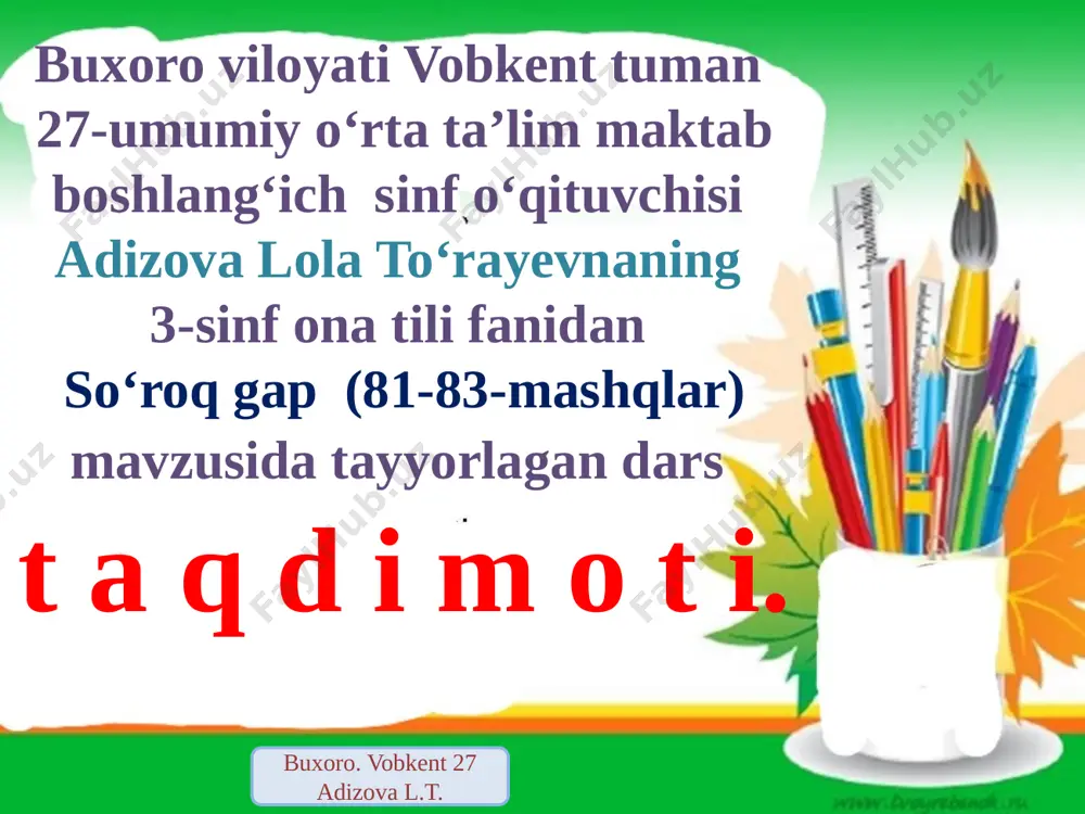 21-oktabr. so'roq gap. — PPTX