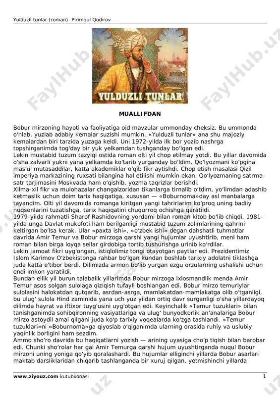 [@kitoblaro_bot] pirimqul qodirov yulduzli tunlar lotinchada — PDF
