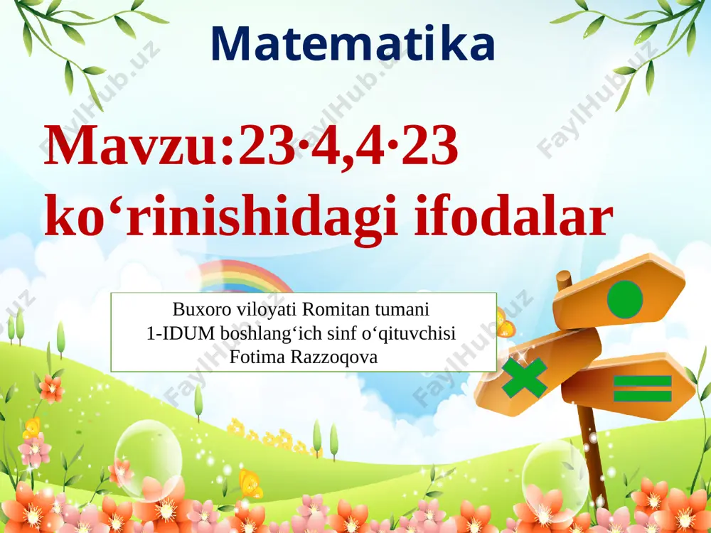 23x4,4x23 ko'rinishidagi ifodalar — PPTX