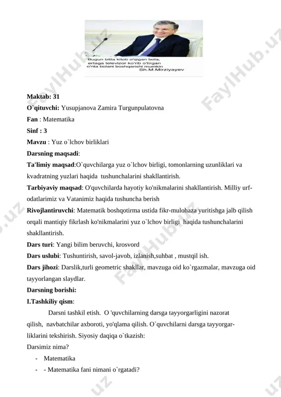 yuz o`lchov birliklari — DOC