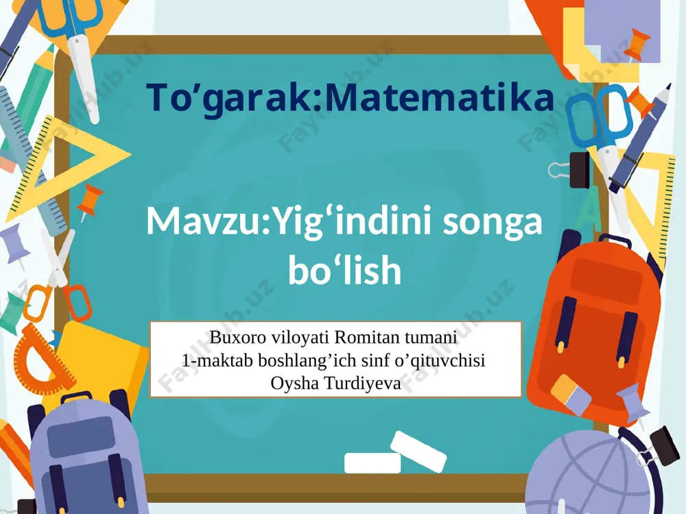 yigindini songa bo'lish togarak — PPTX