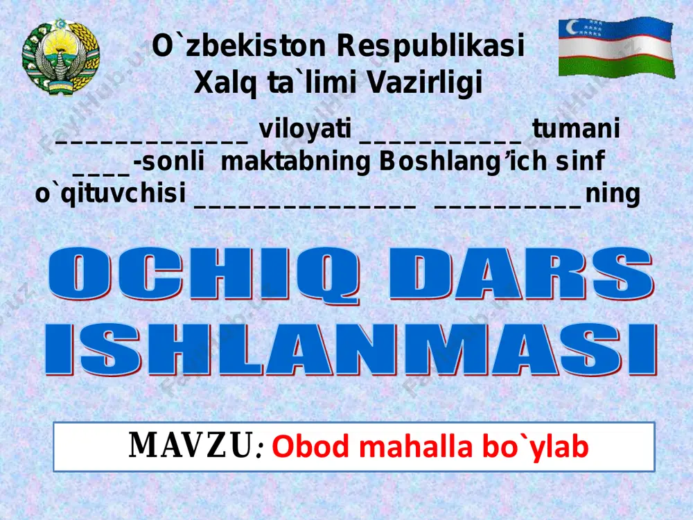 3-sinf o'qish fanidan obod mahalla boylab1-chorak — PDF