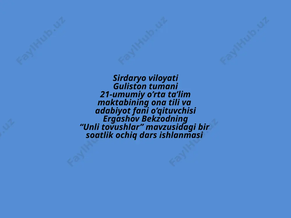 unli tovushlar — PPTX