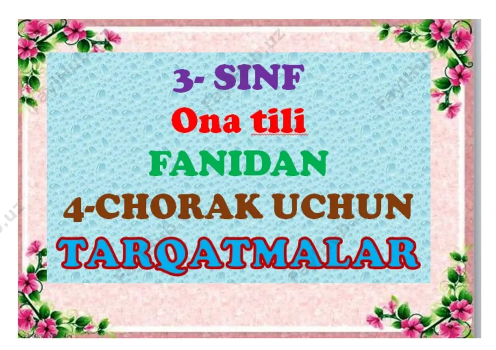 4-chorak 3-ssinf ona tili tarqatma 2021 — DOCX