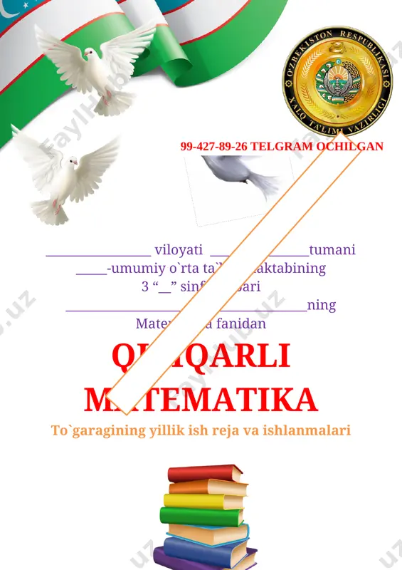 3 sinf mmatematika tugarak 34 soatlikki — DOCX