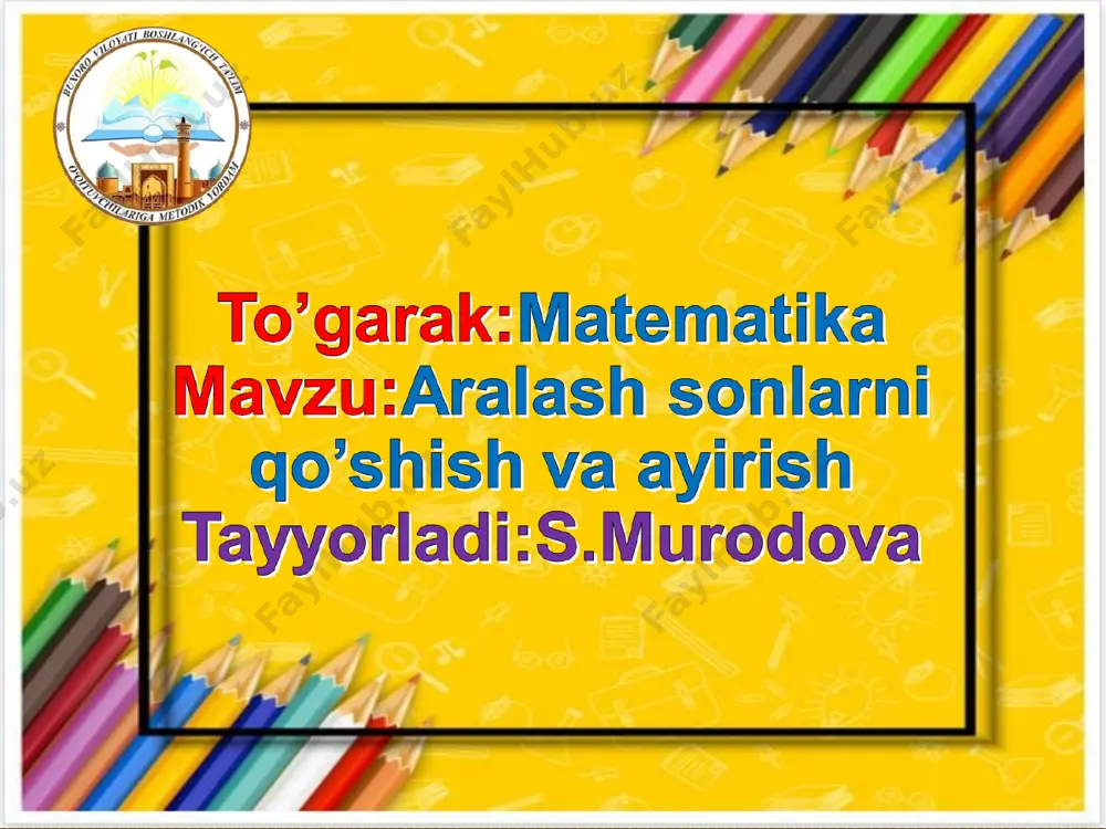 matematika to'garak 3-4-sinf — PPT