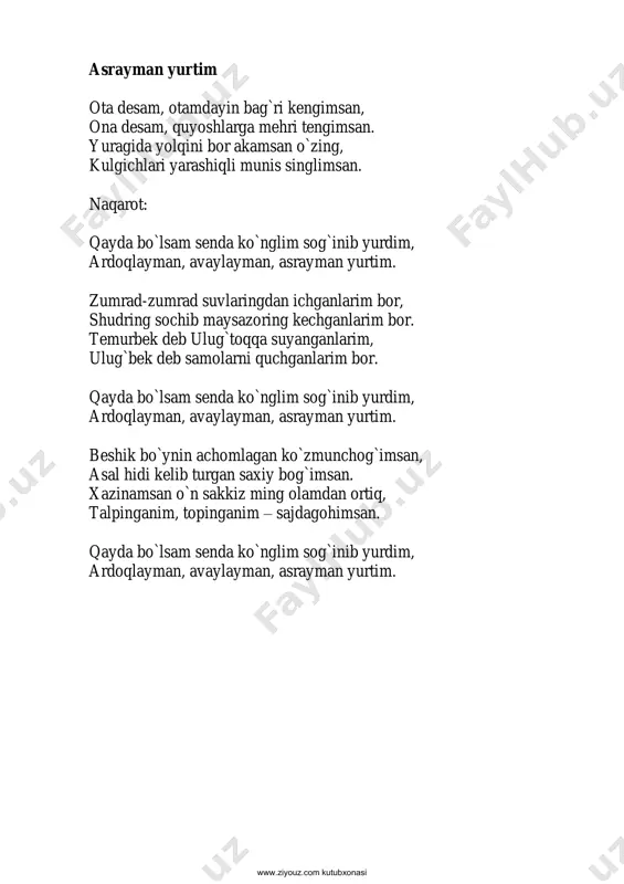 iqbol mirzo. vatan haqida qo'shiq — PDF
